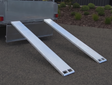 Safari hydraulic tipping trailer ramp set 2400mm showing loading angle and durable construction