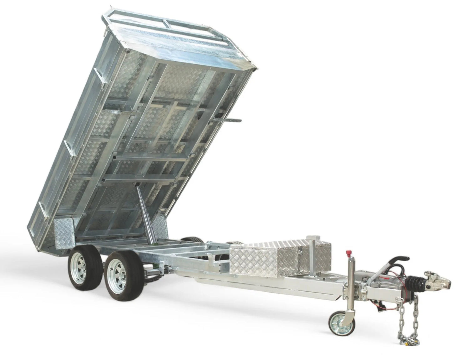 Safari Flatdeck Hydraulic Tipping 10x6 Tandem Axle Trailer 3500kg GVM Optional 1200mm Cage
