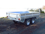Safari Flatdeck Hydraulic Tipping 12x7 Tandem Axle Trailer 3500kg GVM Optional 1200mm Cage